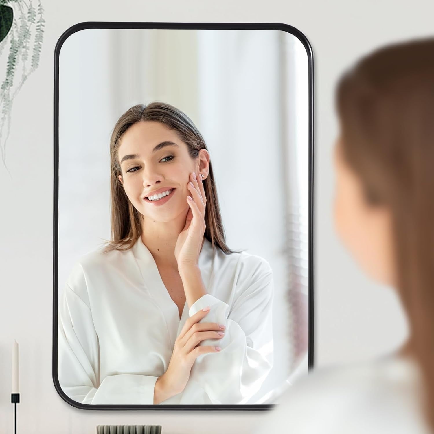 Large Full-Length Wall Mirror 161x52 cm Black Frame, Clear Reflection