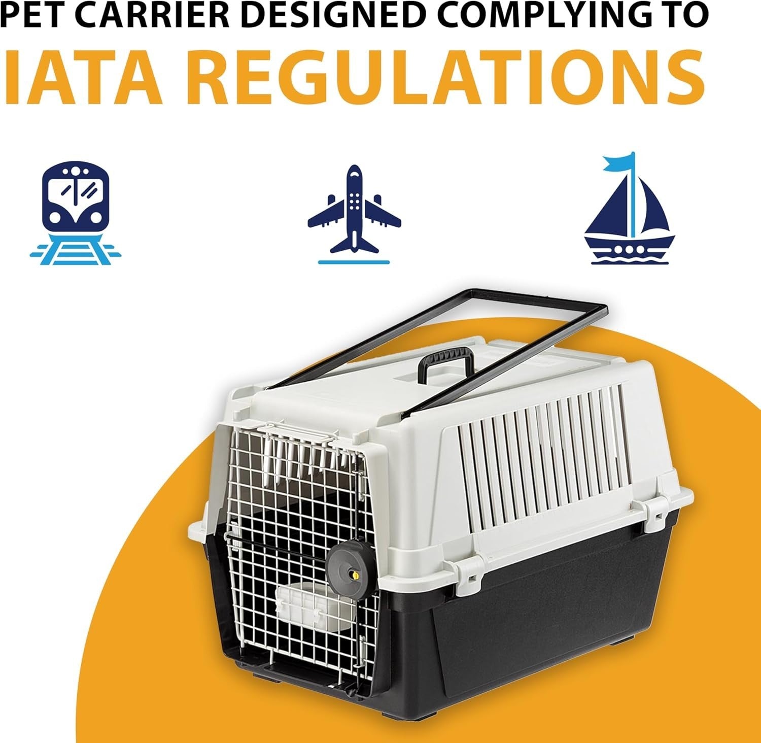 Medium Dog Travel Kennel 68x49x45.5cm Lockable Plastic Crate with Ventilation