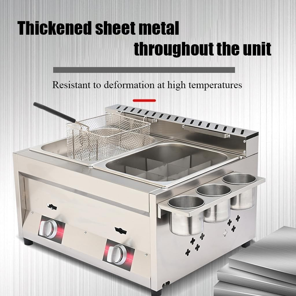 8L Professional Methane Gas Fryer Stainless Steel Single Tank Fast Heat