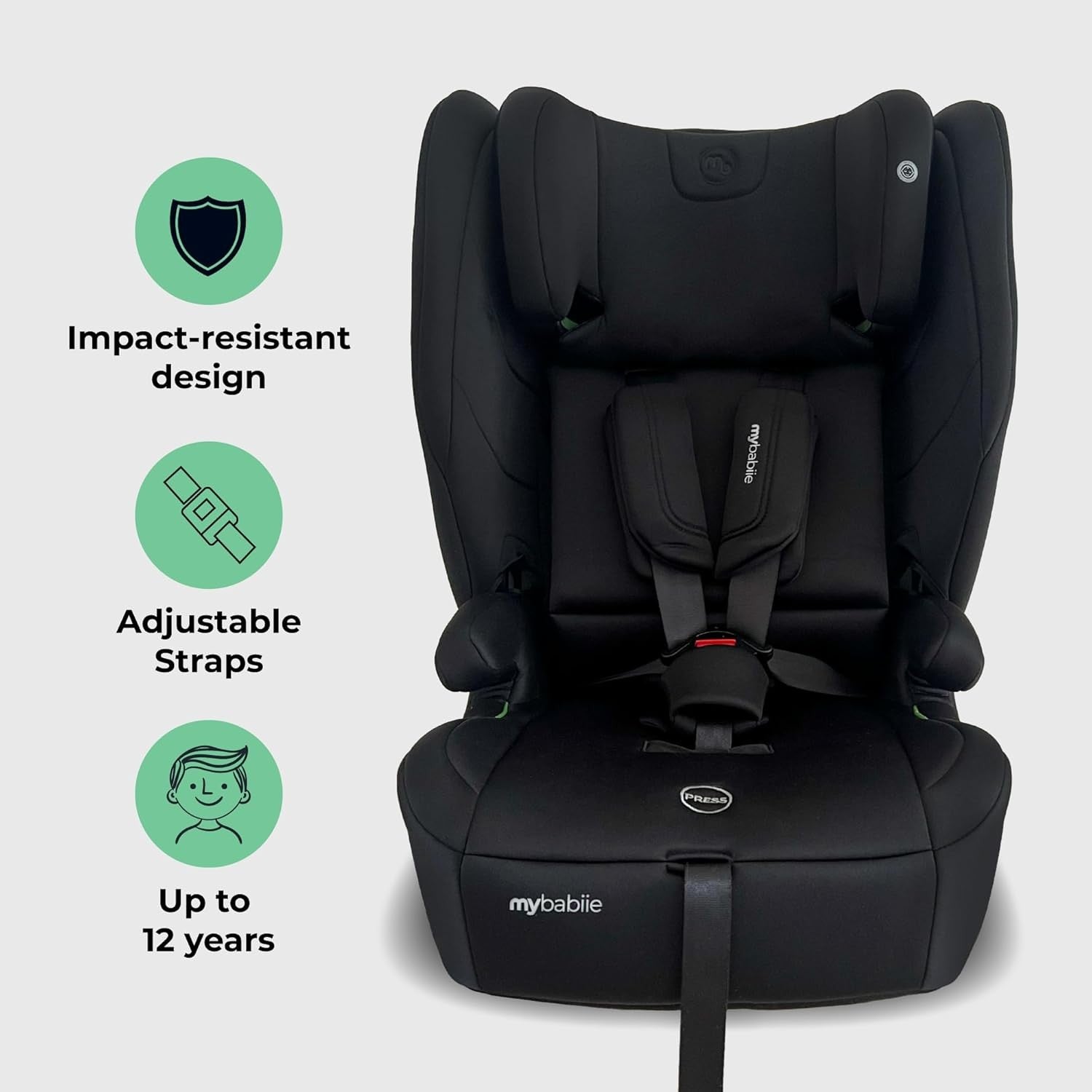 ISOFIX Toddler to Booster Car Seat i-Size Foldable Top Tether 15m–12Y