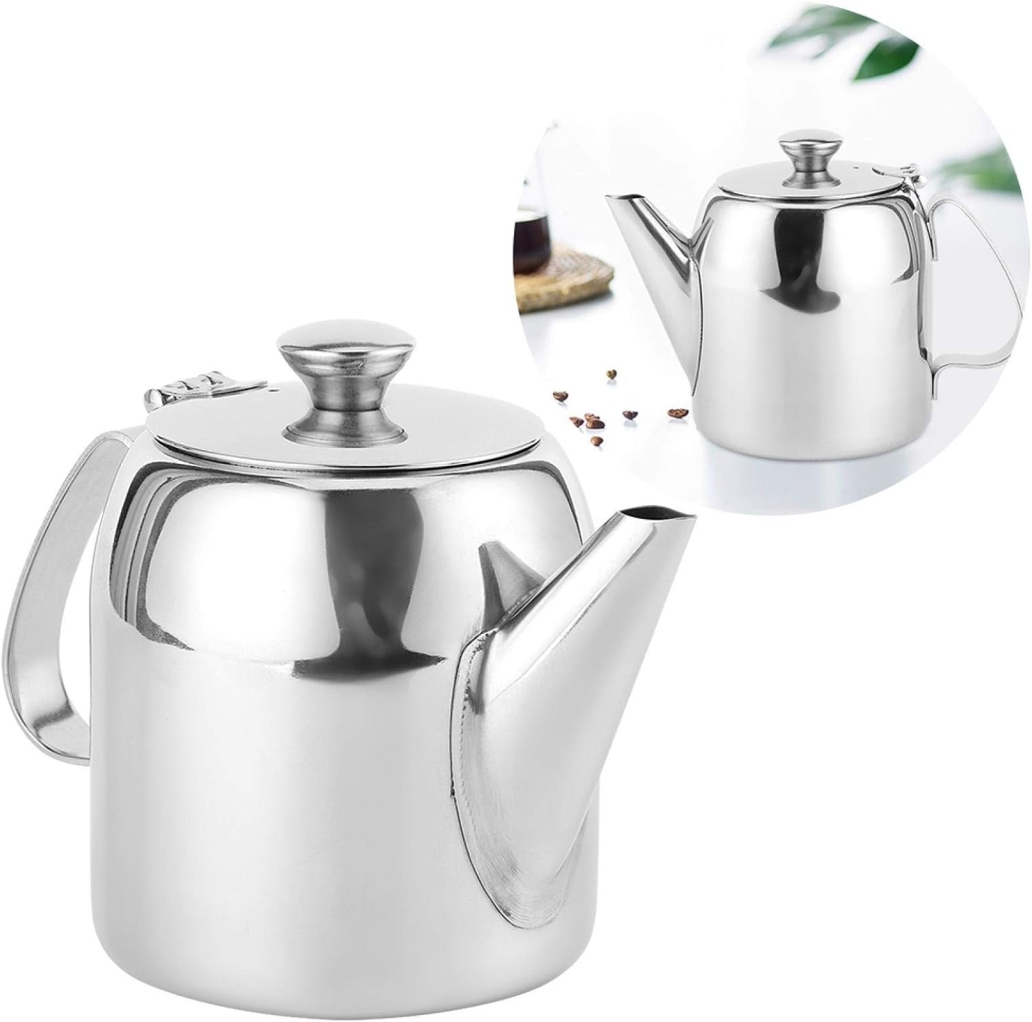 20oz Stainless Steel Teapot Coffee Pot with Lid Silver Tea Server
