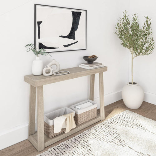 Solid Wood Console Table with Shelf – Slim Entryway Hallway Storage Unit
