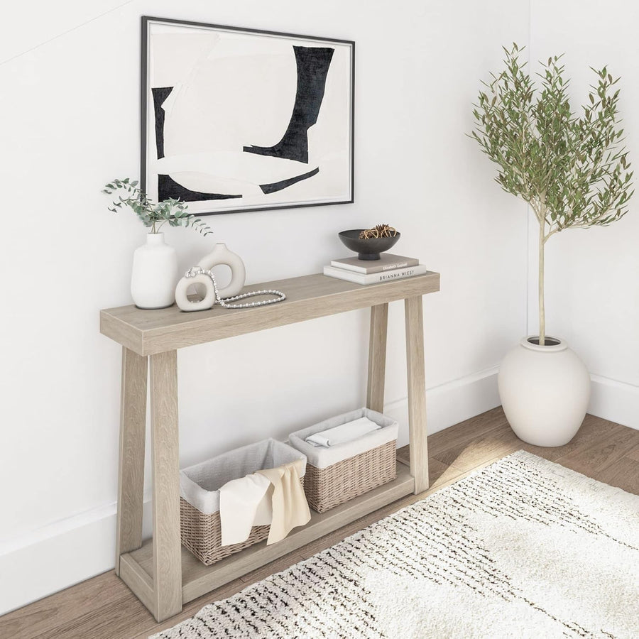 Solid Wood Console Table with Shelf – Slim Entryway Hallway Storage Unit