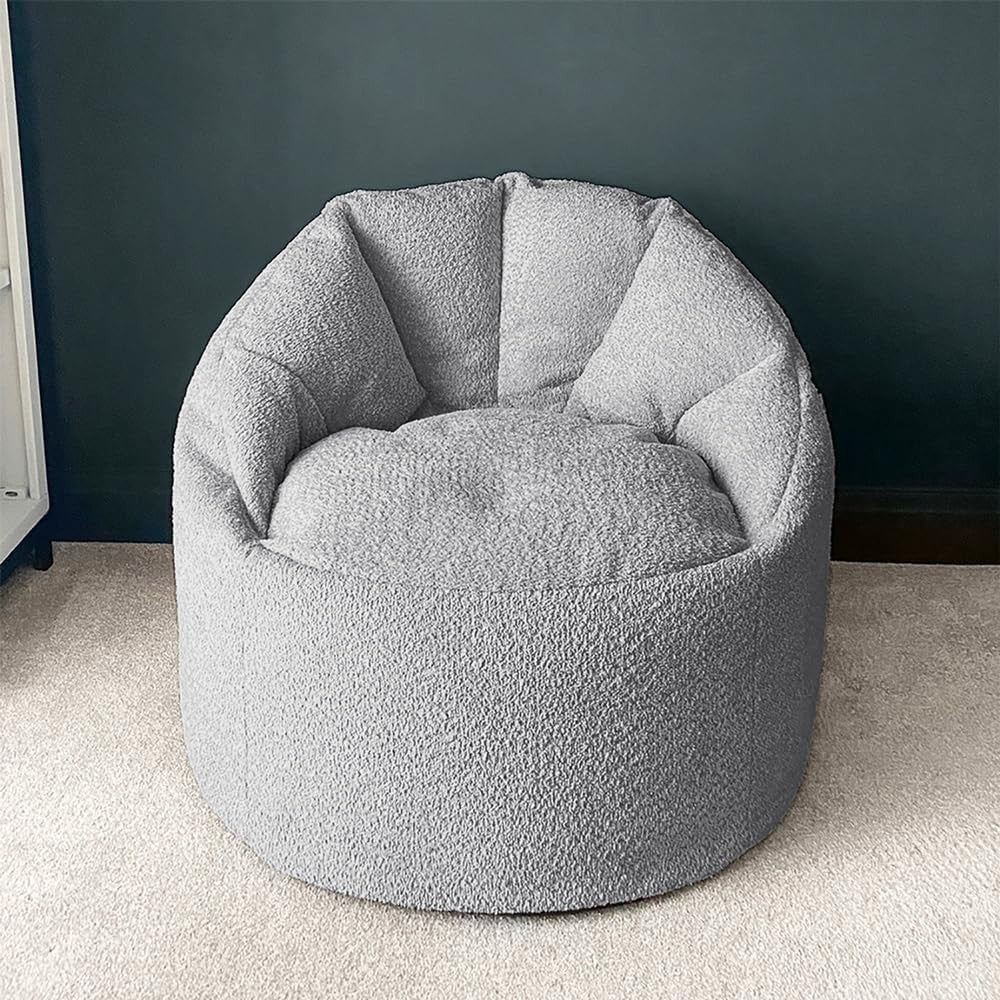 Luxury Bean Bag Chair Grey Snug Cinema Lounger Adult Soft Fabric Cushion
