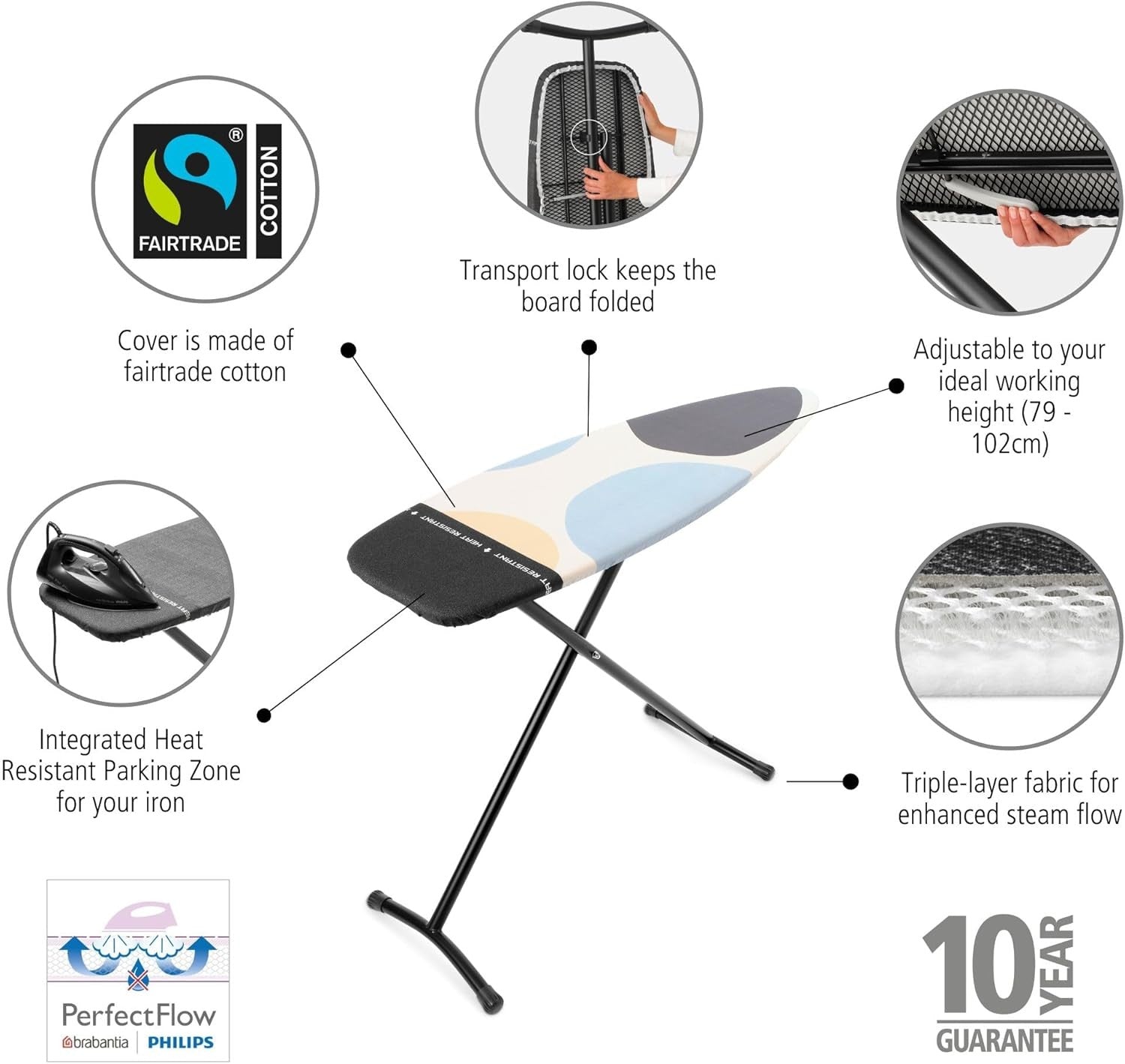 XL Ironing Board Extra Wide Steam Generator Rest Height Adjustable 135x45cm