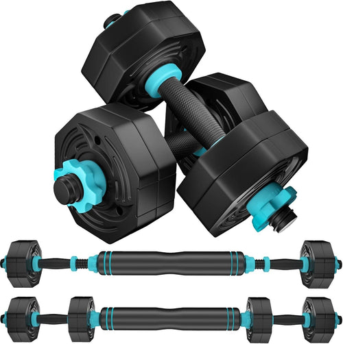 Adjustable Dumbbell & Barbell Set 20LB Anti-Roll Weights Non-Slip Home Gym
