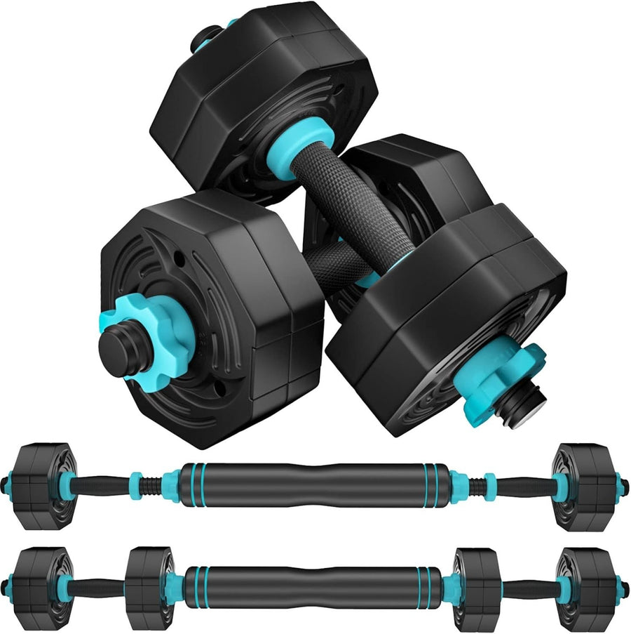 Adjustable Dumbbell & Barbell Set 20LB Anti-Roll Weights Non-Slip Home Gym