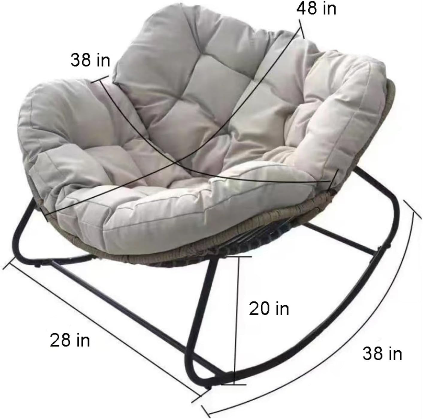Patio Papasan Rocking Chair Cushioned Oversize Egg Seat Indoor Outdoor