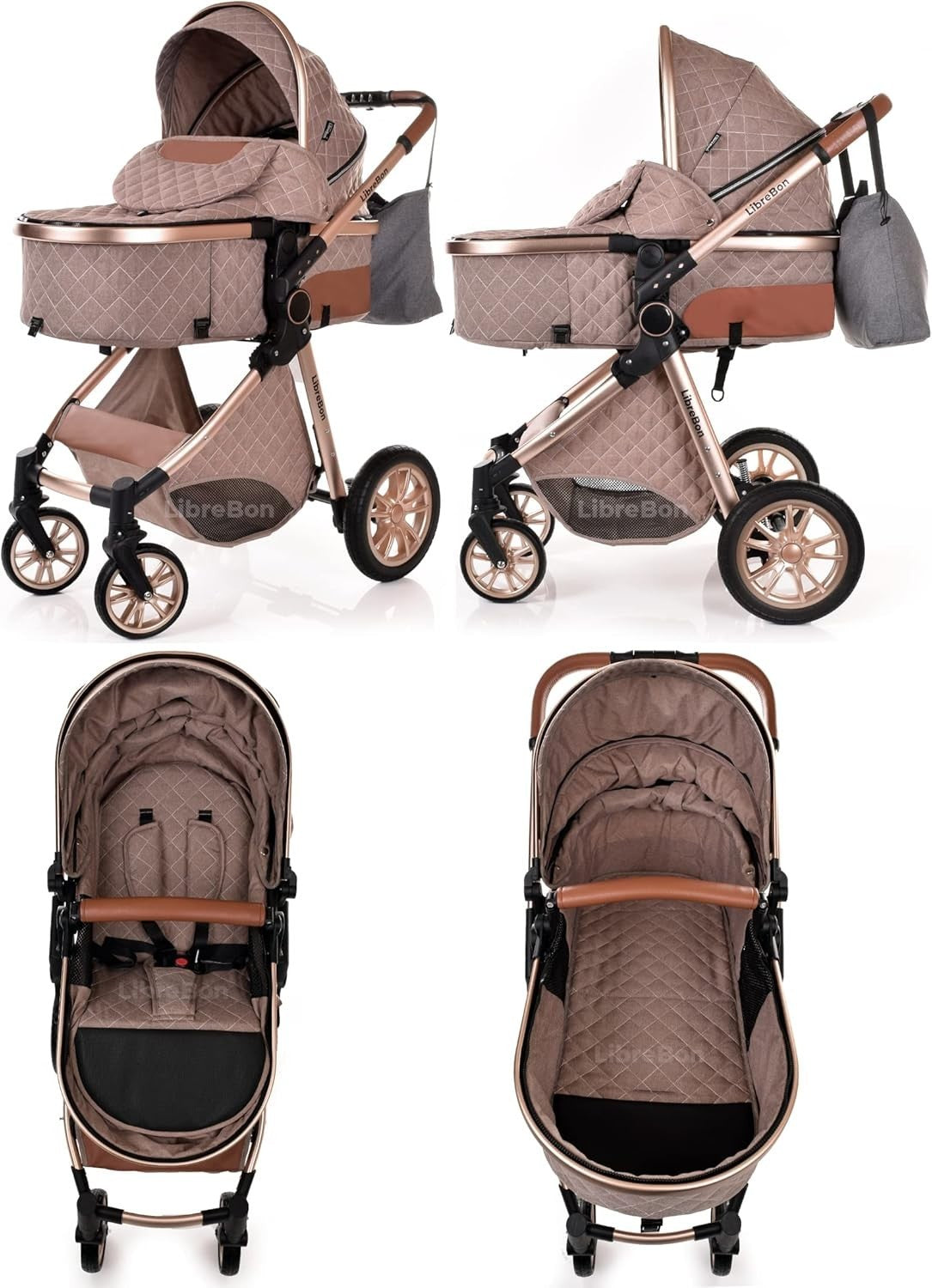 3 in 1 Baby Pram Pushchair Lightweight Folding Buggy from Birth 0-36m