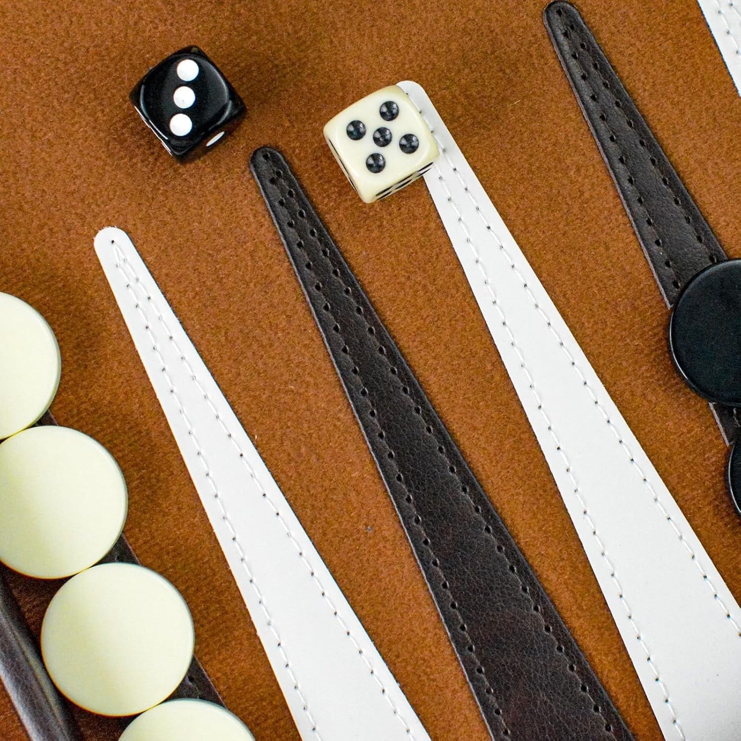 15” Leather Backgammon Set Travel Board Luxury Foldable Game for Adults