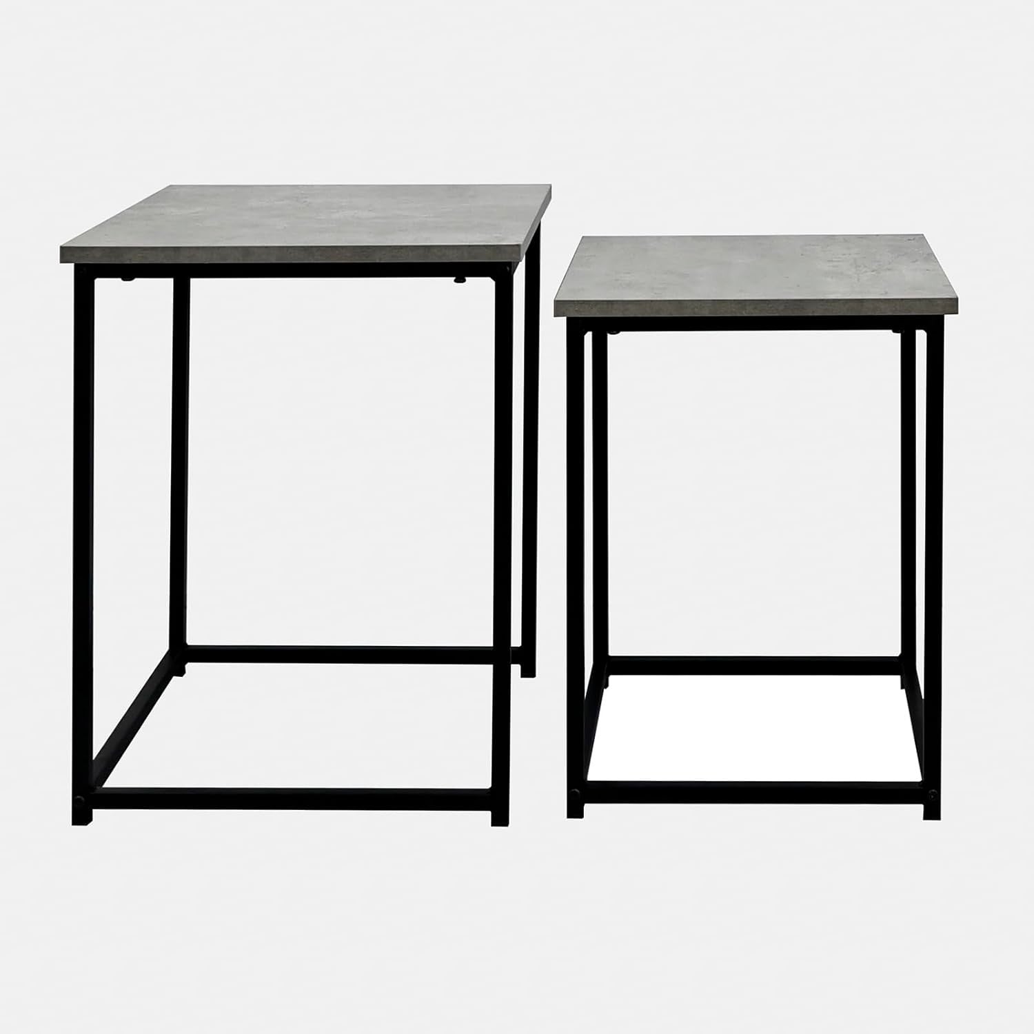 Nest of 2 Coffee Tables Wood Metal Grey Modern Side End Living Room Furniture