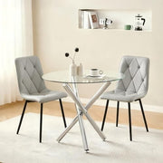 Round Glass Dining Table Set 2 Seater 90cm Space Saving Kitchen Furniture