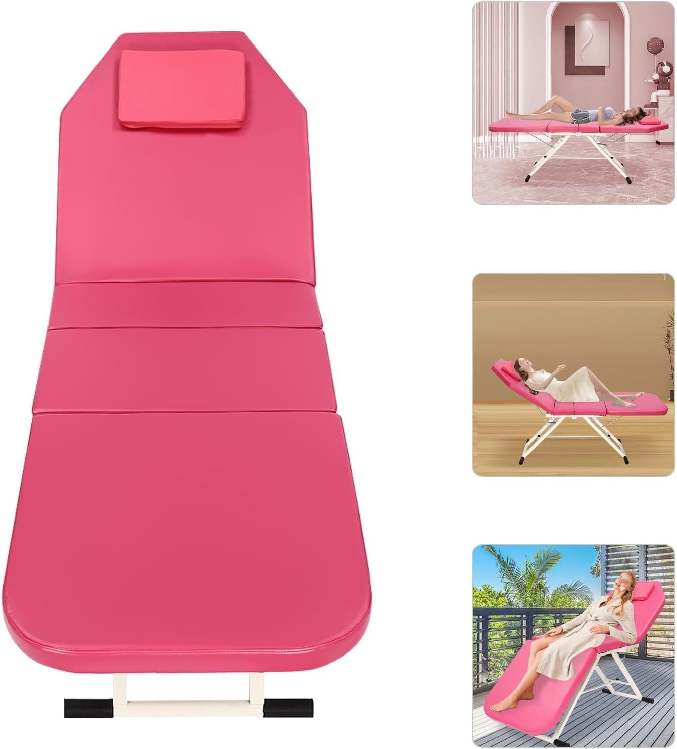 Foldable Portable Massage Bed Beauty Salon Lash Tattoo Table Pink 182cm