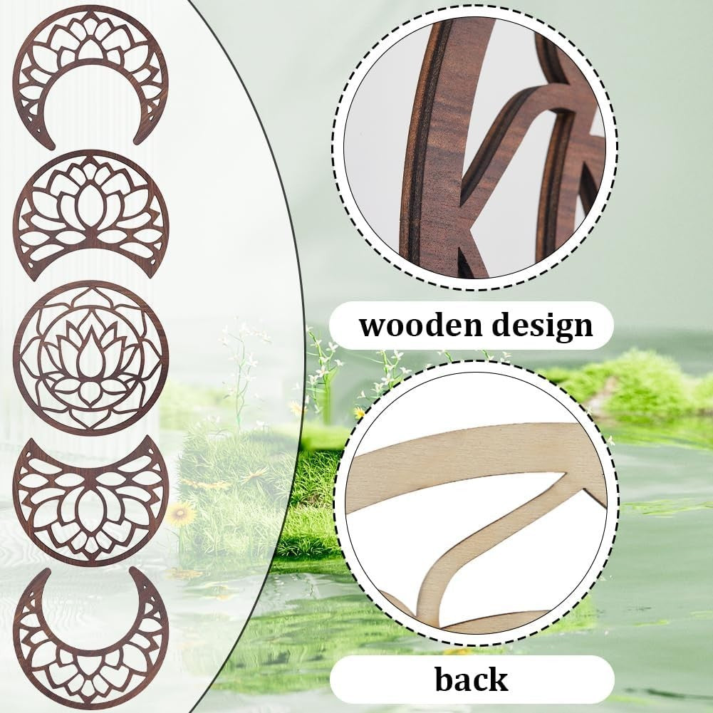 Moon Phase Wall Decor Wooden Boho Lotus Hanging Art