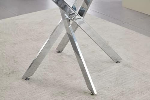 Clear Glass Dining Table 120x70cm Rectangle Chrome Legs Modern Design