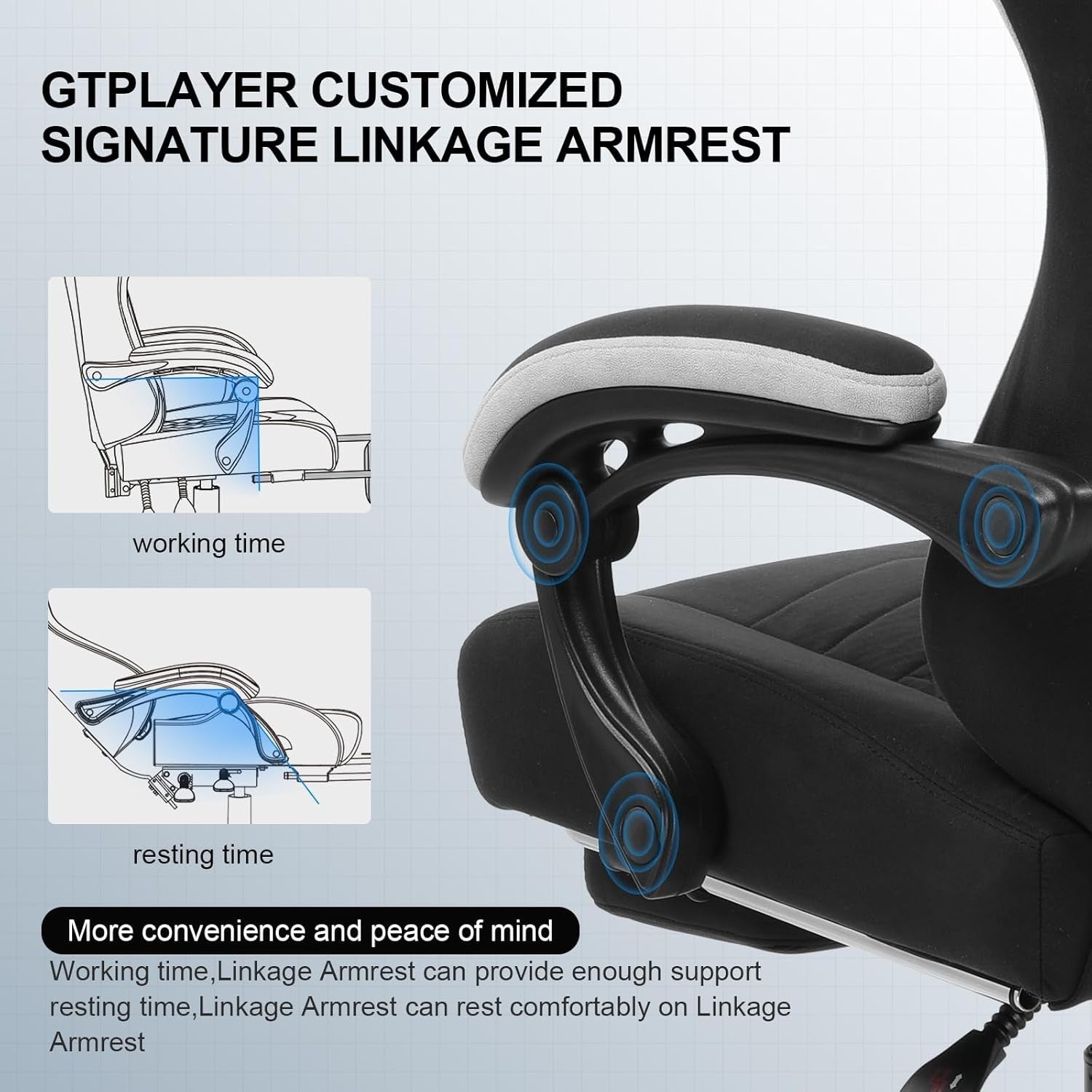 Gaming Chair PC Racing Seat Suede Fabric Tall Adult Recliner Office Desk Swivel