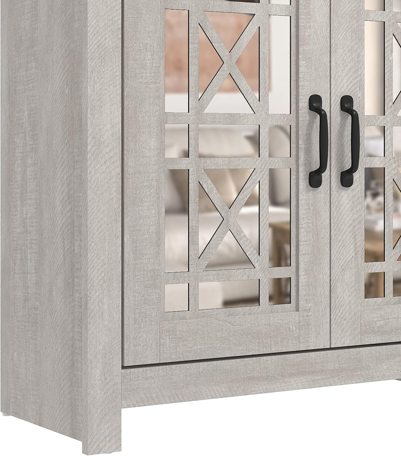 Modern 16 Pair Shoe Cabinet Dusty Grey Oak | 2 Door Storage with Shelves