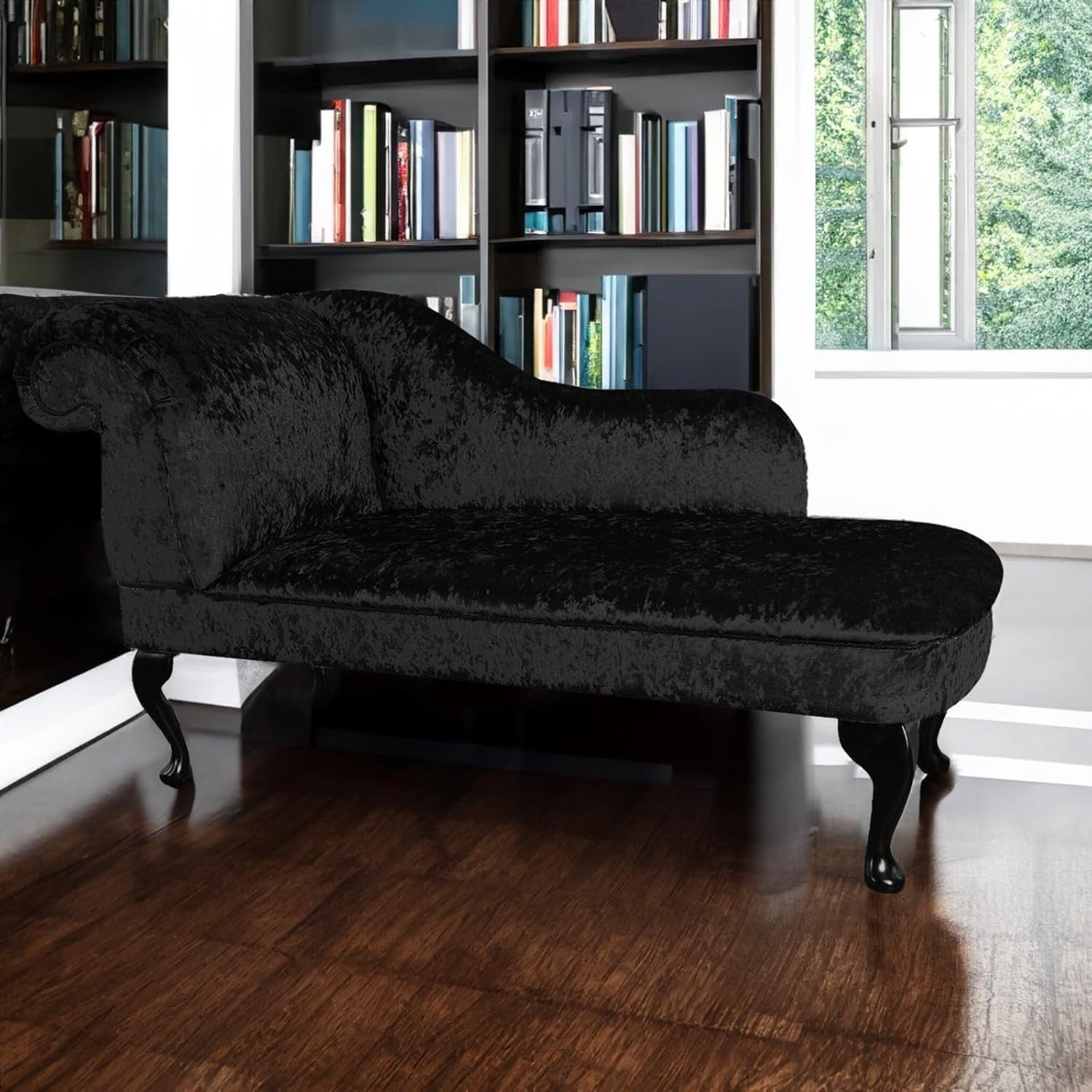 Black Velvet Ashford Chaise Lounge Left Hand – Handmade Stylish Seating
