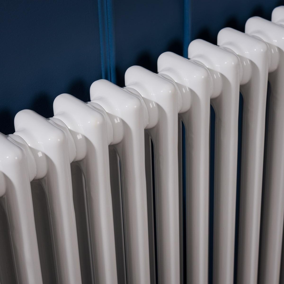 Double Column Horizontal Radiator 600x830mm White Cast Iron Style