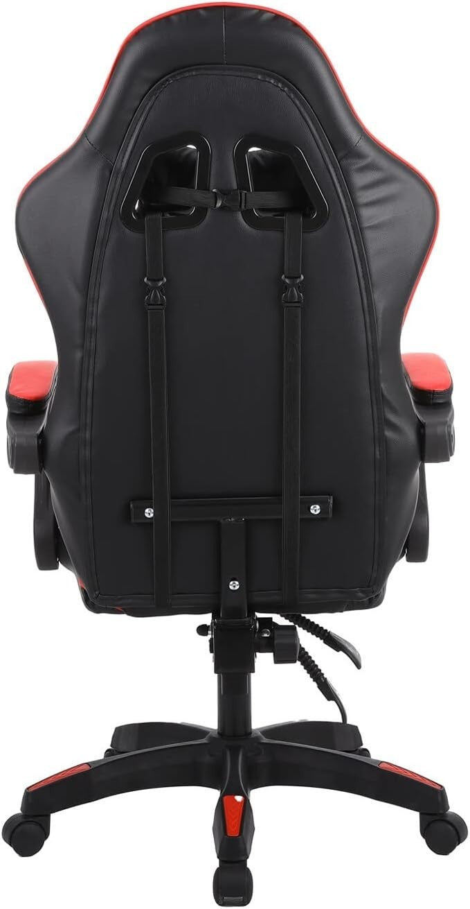 Ergonomic Gaming Chair Red Swivel Office Desk PC Recliner Faux Leather