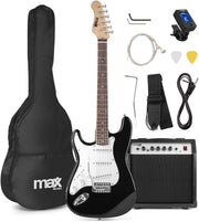 Left Handed Electric Guitar Starter Kit 40W Amp Full Size Black