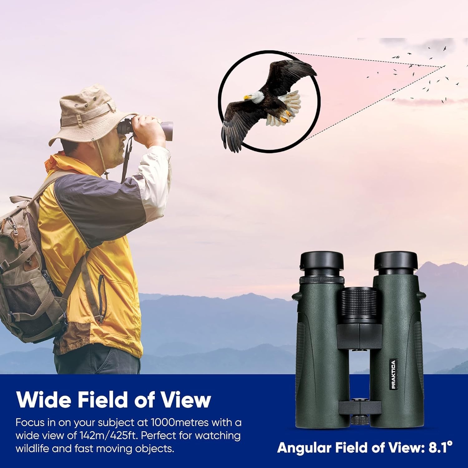 High Power 8x42 ED Binoculars Waterproof HD Optics for Bird Watching Hiking