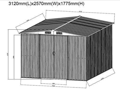 Large Metal Garden Storage Shed 10x8ft Waterproof Outdoor Tool & Bike Shed Green