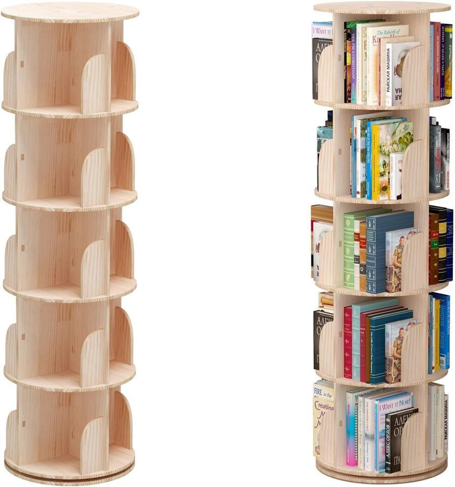 Rotating 360° Hexagonal 5-Tier Kids Bookcase Corner Shelf Storage Rack