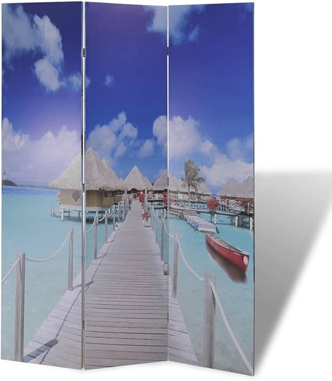 5 Panel Beach Folding Room Divider 120x170cm Ocean Privacy Screen Decor