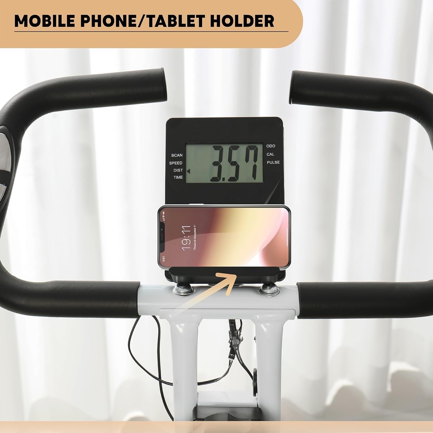 Foldable Magnetic Exercise Bike Quiet 8-Level Resistance LCD Pulse White