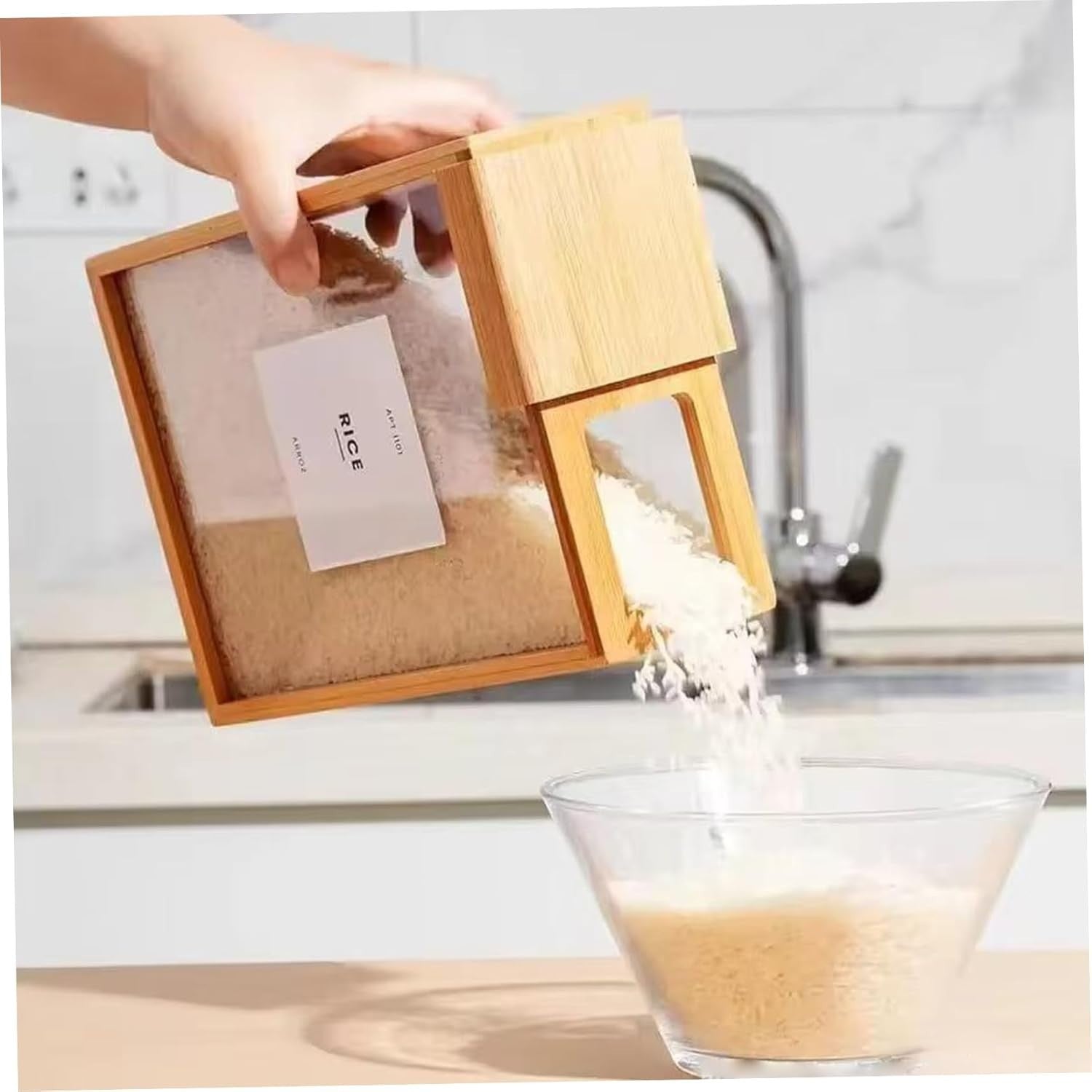 3PCS 3L Airtight Cereal Storage Containers Wooden Lid