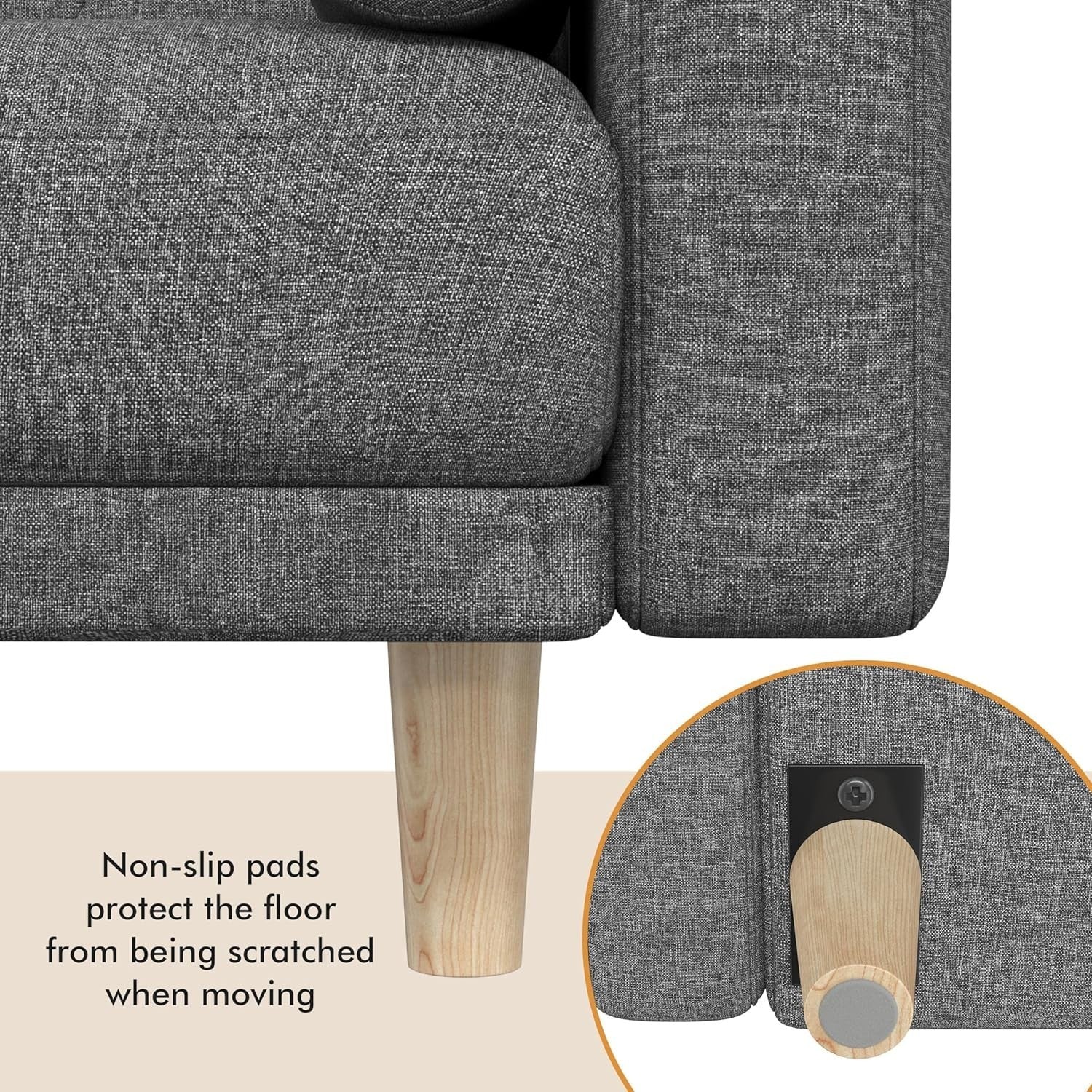 Dark Grey 3 Seater Sofa Bed Click Clack Modern Couch with Pillows Small Space