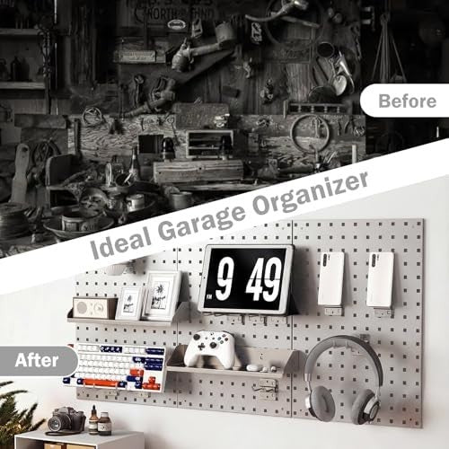Wall-Mount Pegboard Kit 3PCS 120x60cm Alloy Steel 28 Hooks & Tool Racks