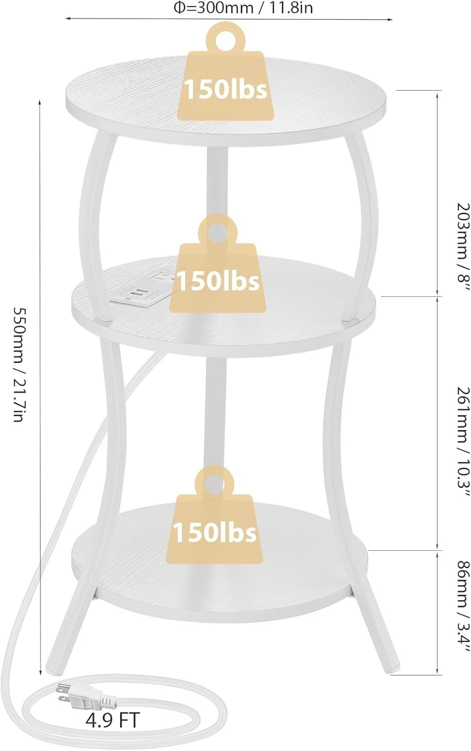 3-Tier Round Side Table with Storage Shelves – Sturdy, Stylish & Space-Saving