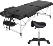 Portable Massage Table 2 Section with Saddle Stool Set Adjustable Spa Beauty Bed