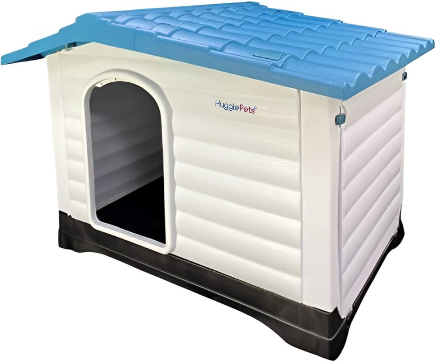 Outdoor Plastic Dog Kennel with Raised Floor & Ramp Door, Easy Clean 111x84x80cm