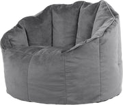 Large Velvet Bean Bag Chair Grey | Comfy Lounge Seat for Adults Room