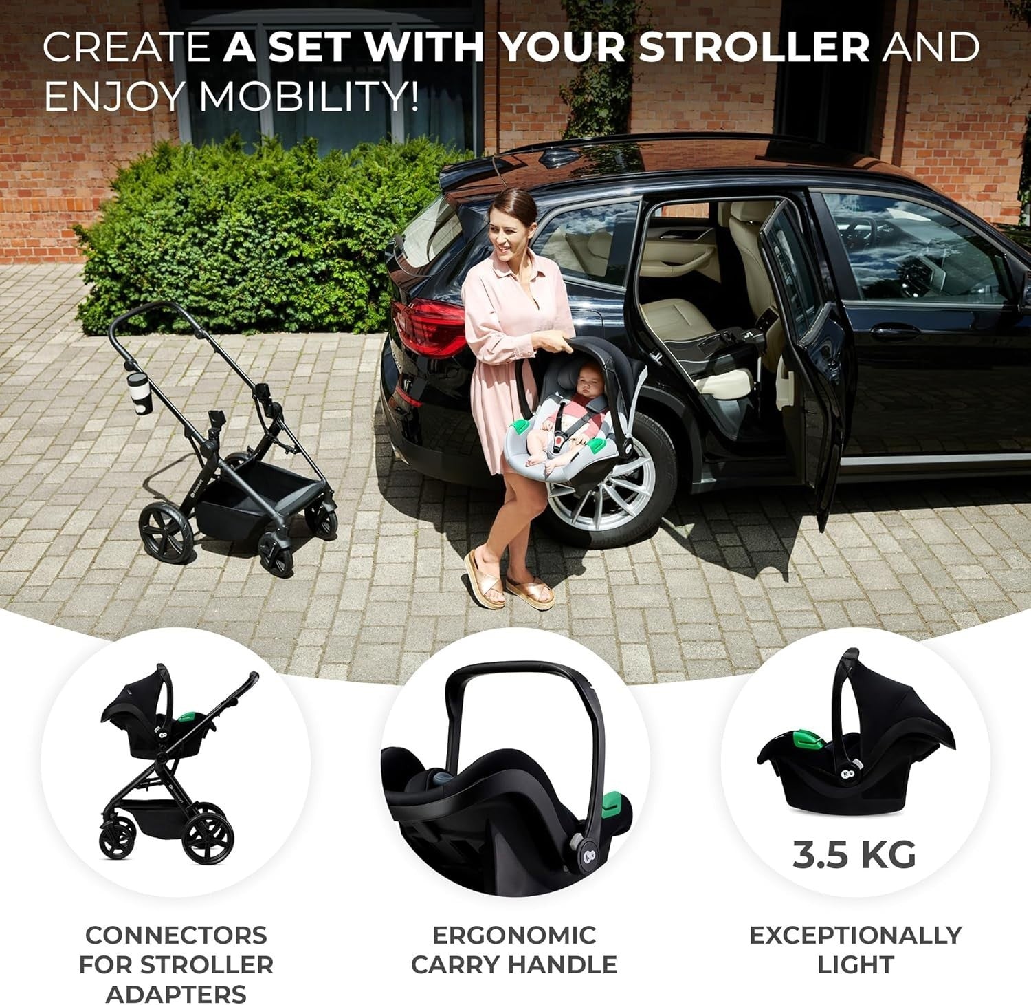 4 in 1 Baby Travel System 22kg, ISOFIX Car Seat, Foldable Pram