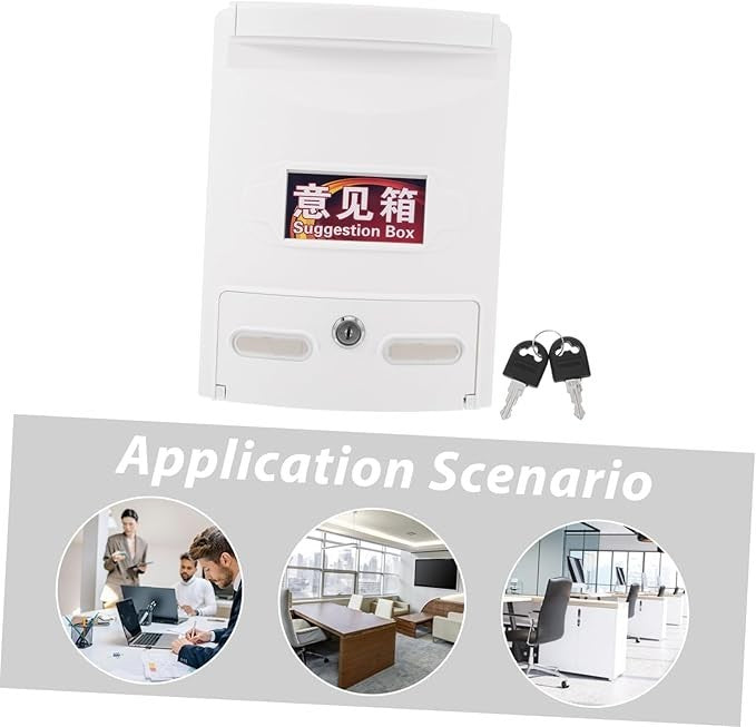Wall Mounted Lockable Mailbox White Waterproof Plastic Letter Box 28.8x21.5x8cm