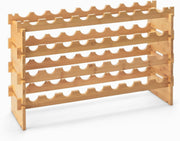 Stackable Bamboo Wine Rack 36 Bottle Storage Freestanding Wooden Bottle Holder