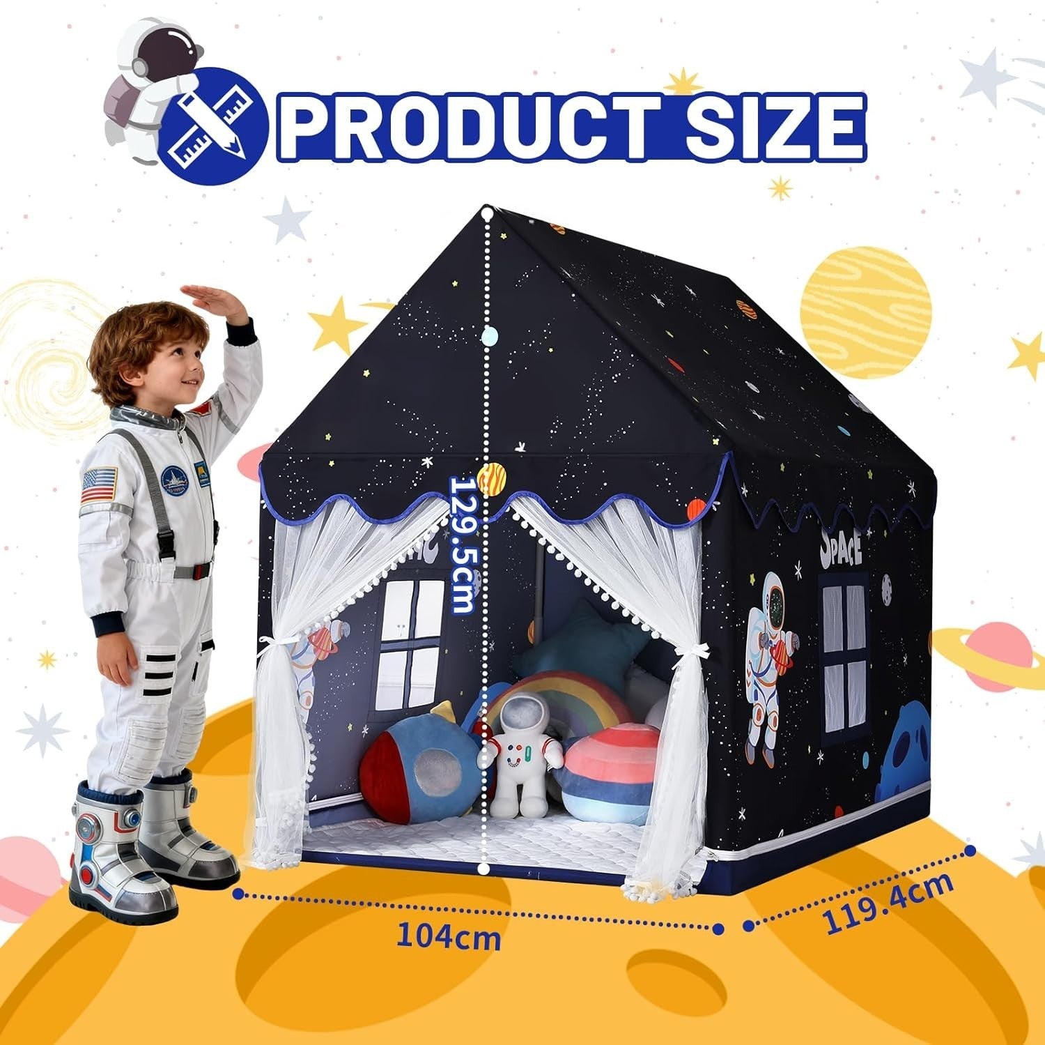 Kids Space Play Tent Indoor Outdoor w/ Mat Large Playhouse Toddler Gift