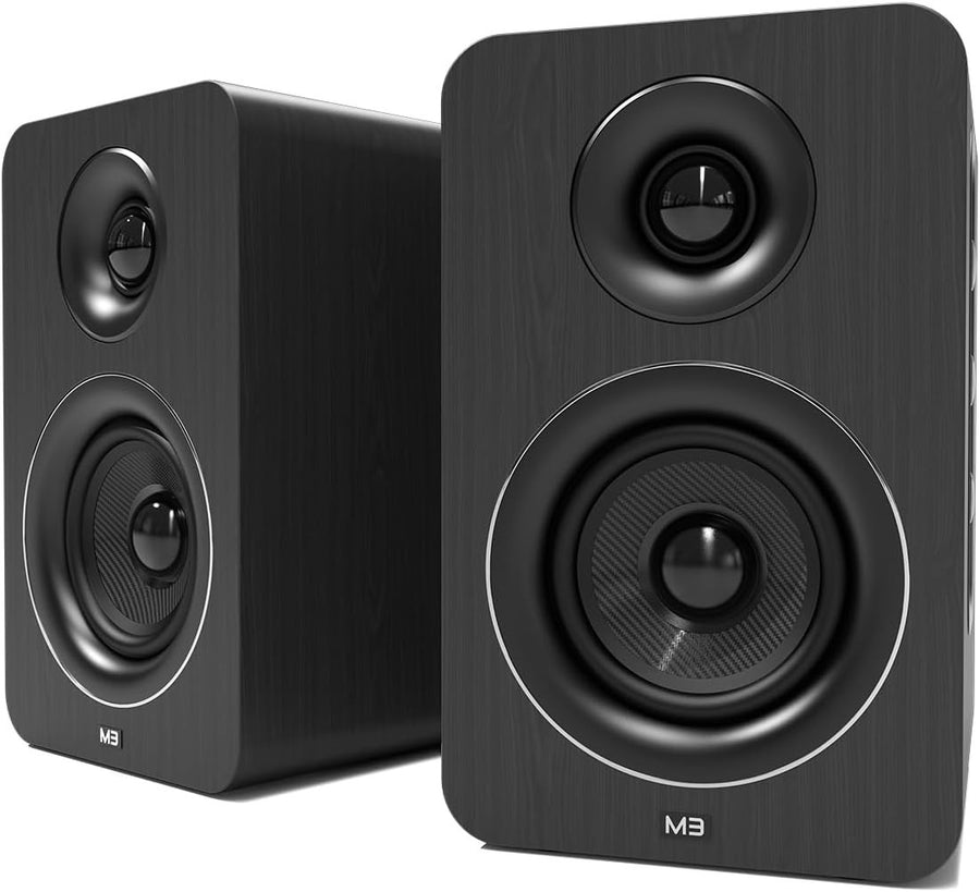 60W Bluetooth Bookshelf Speakers Carbon Fibre 24bit DAC Optical USB