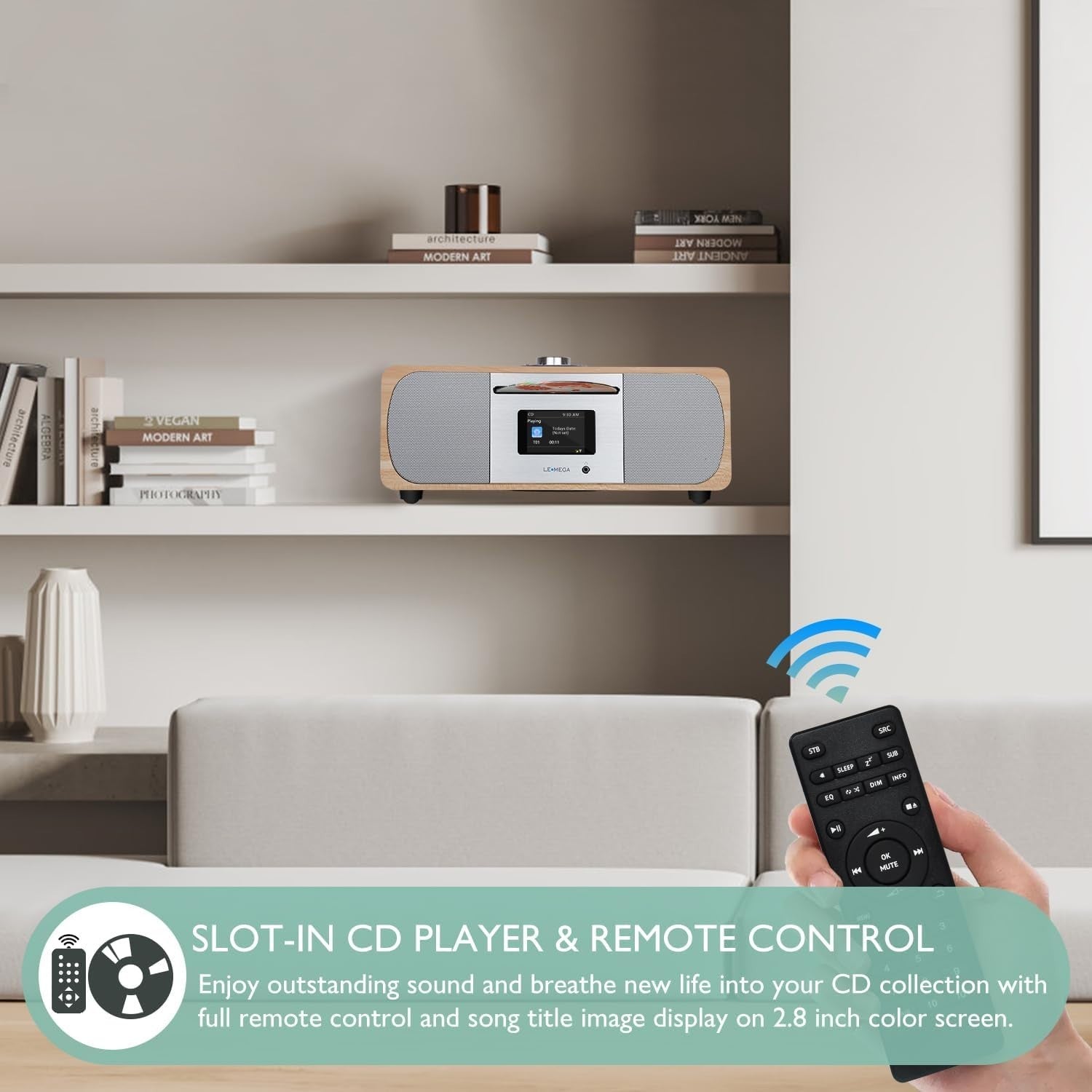 WiFi Internet Radio CD Player DAB+ Bluetooth 35W Hi-Fi Light Oak