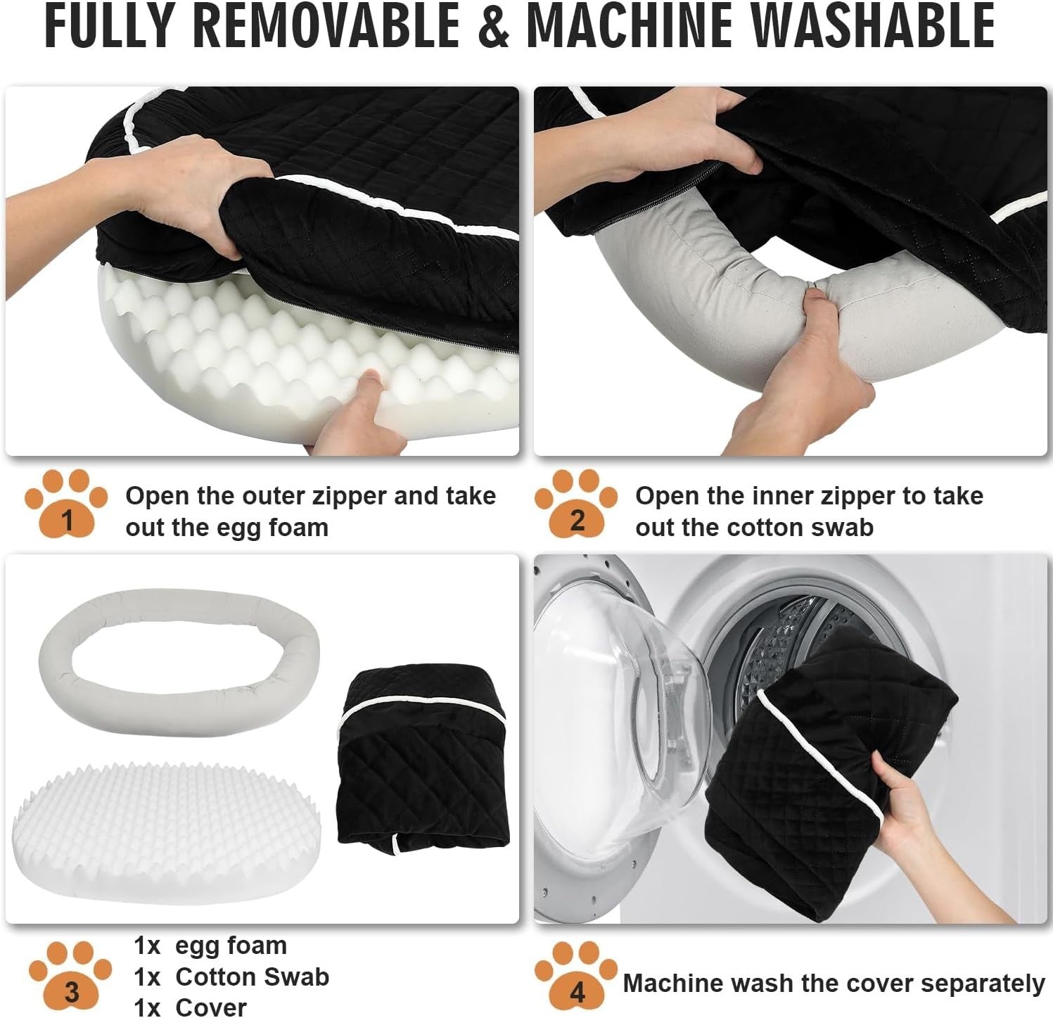 Orthopedic Memory Foam Dog Bed 90x70cm Washable