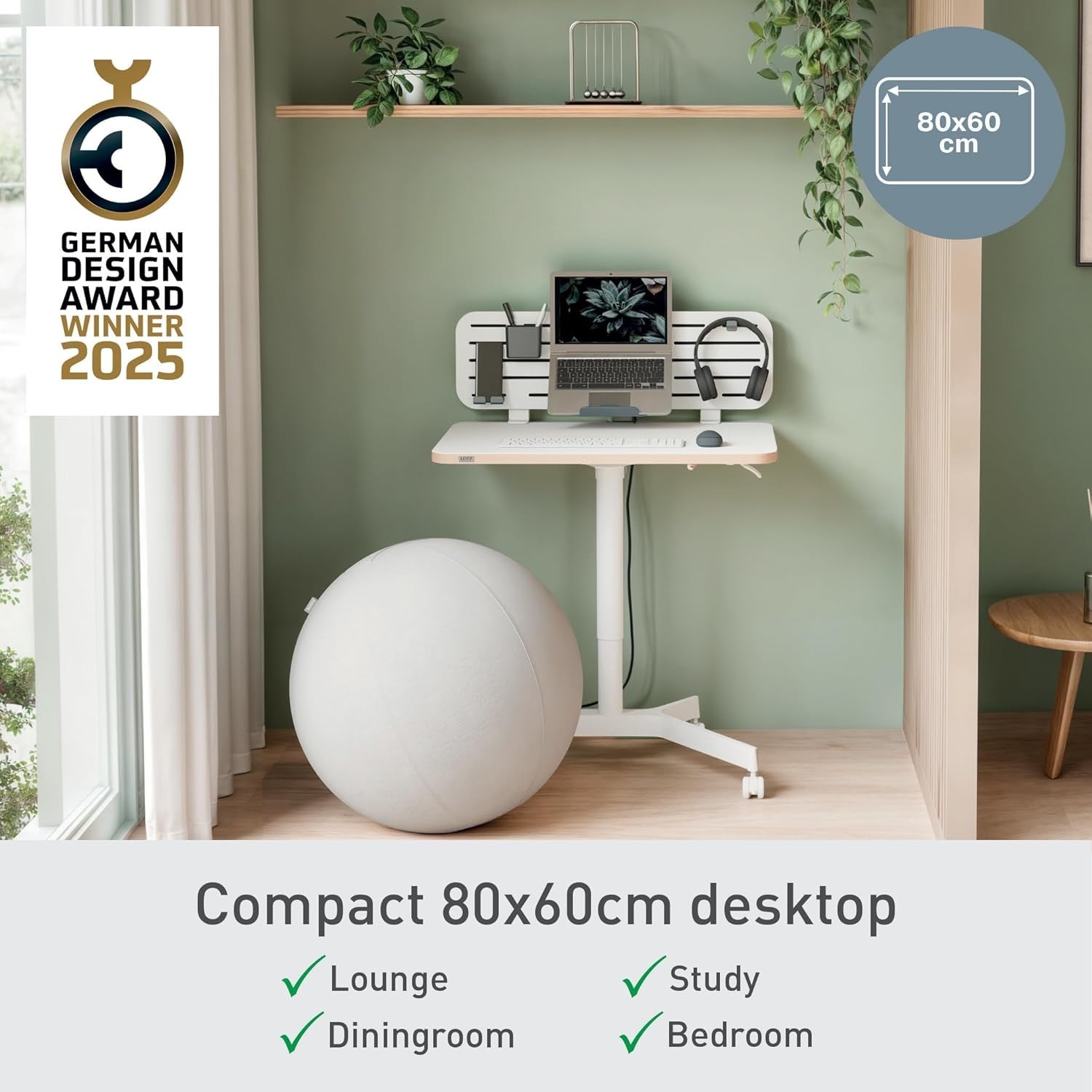 Pneumatic Sit Stand Desk Mobile Height Adjustable Standing Desk Wheels 80x60cm