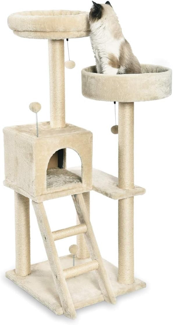 Large Cat Tree Scratching Post 127cm Multi-Level Tower Condo Platforms