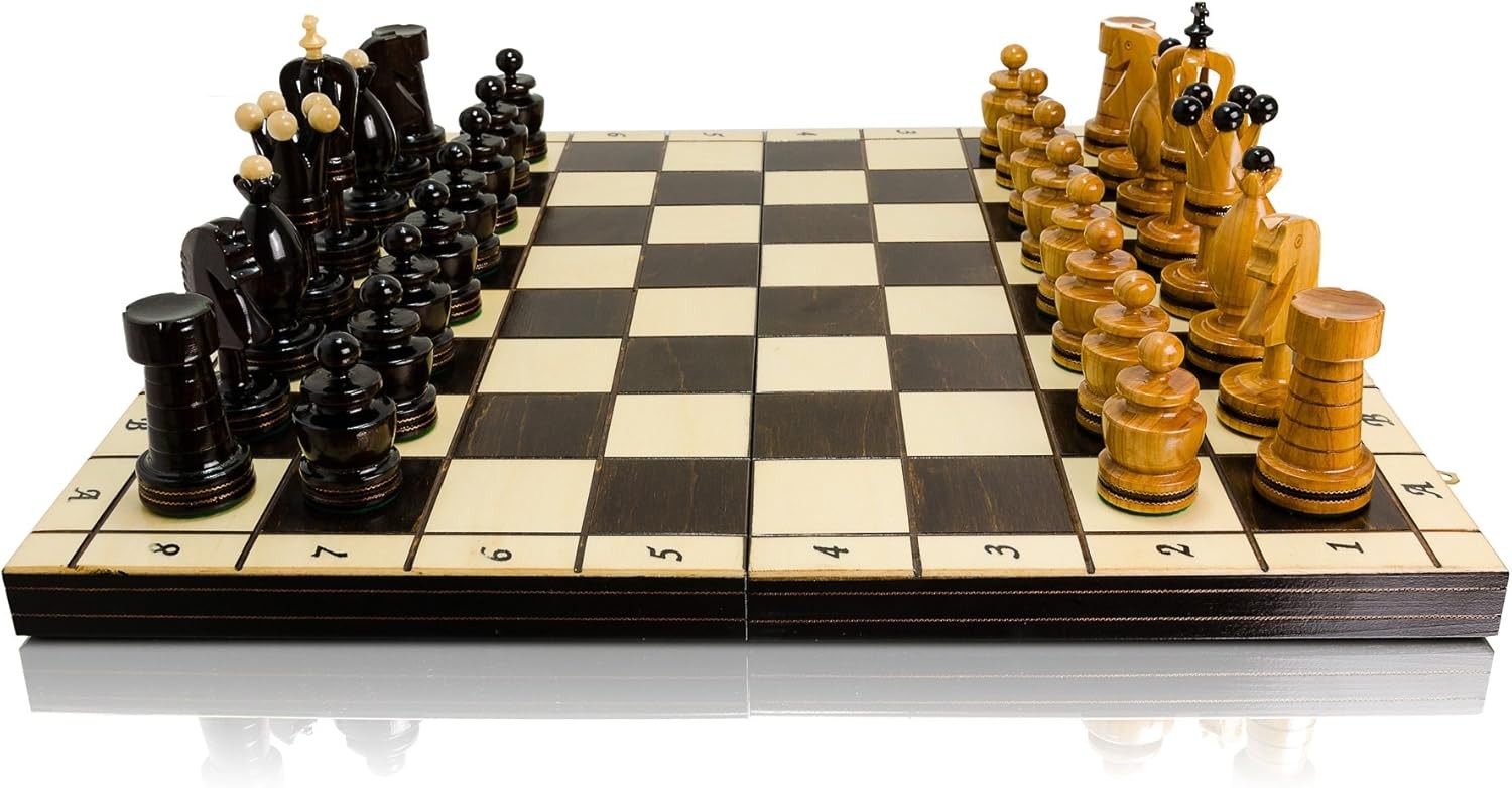 50cm Luxury Wooden Chess Set | Gothic ROYAL Design | Foldable Board & Pieces