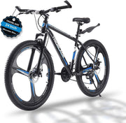24" Black & Blue Mountain Bike 21-Speed Disc Brakes Lightweight MTB