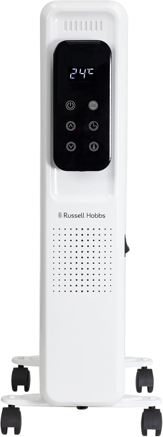2000W White Oil Filled Radiator 9 Fin Digital Remote Timer Heater