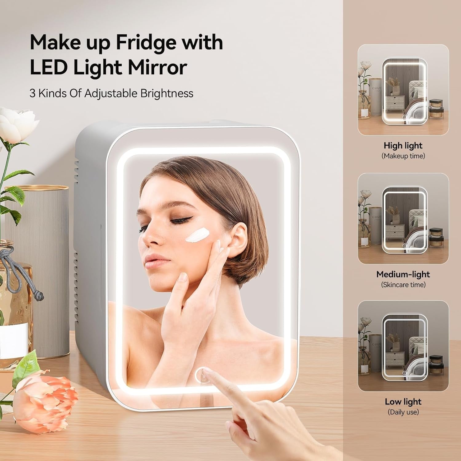 4L Portable Mini Skincare Fridge Cooler & Warmer LED Mirror AC/DC